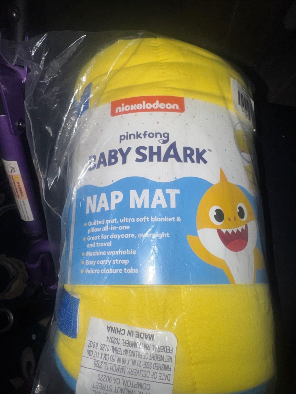 Nickelodeon Baby Shark Yellow & Blue Rolled Nap Mat